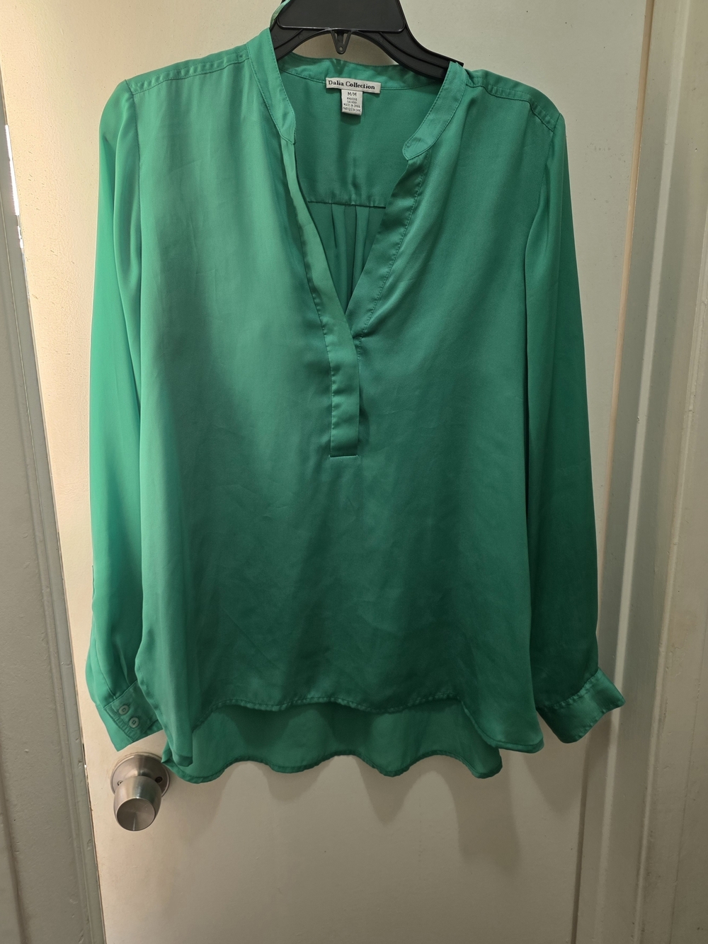 Dalia Collection Emerald V-Neck Long-Sleeve Blouse